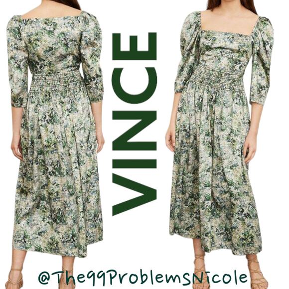 Vince Painted Floral Smocked Skirt with pockets - Picture 11 of 13